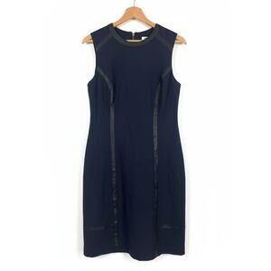 Of / Mercer Women's 10 Career Office‎ Edgy Faux Leather Trim Zip Sheath Dress